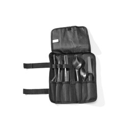 HENDI 6 Piece Tweezers Spoon Spatula with Case Stainless Steel Black