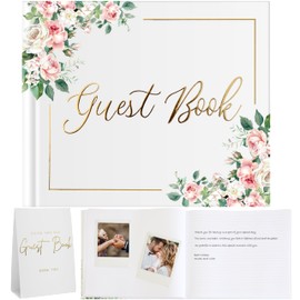 Wedding Guest Book for Guests to Sign, Elegant Wedding Guestbook Ideas, Sign in Book for Bridal and Baby Shower, Polaroid Guest Book, 100 Thick Lined and Blank Pages for Party, Wedding Books