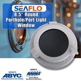 SEAFLO 8.5" Round Porthole/Port Light Window with ABS Plastic & Tempered Glass for Boat, Yacht, Marine Applications | 4-Year Warranty