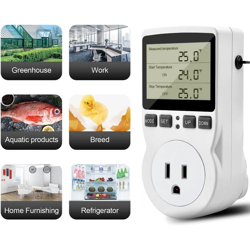 Diymore 2900W Plug in Thermostat Temperature Controller Electric Digital Thermostat