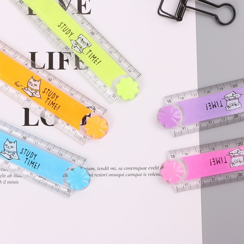 30cm Korean Folding Ruler Plastic Drawing School Stationery Students Kids
