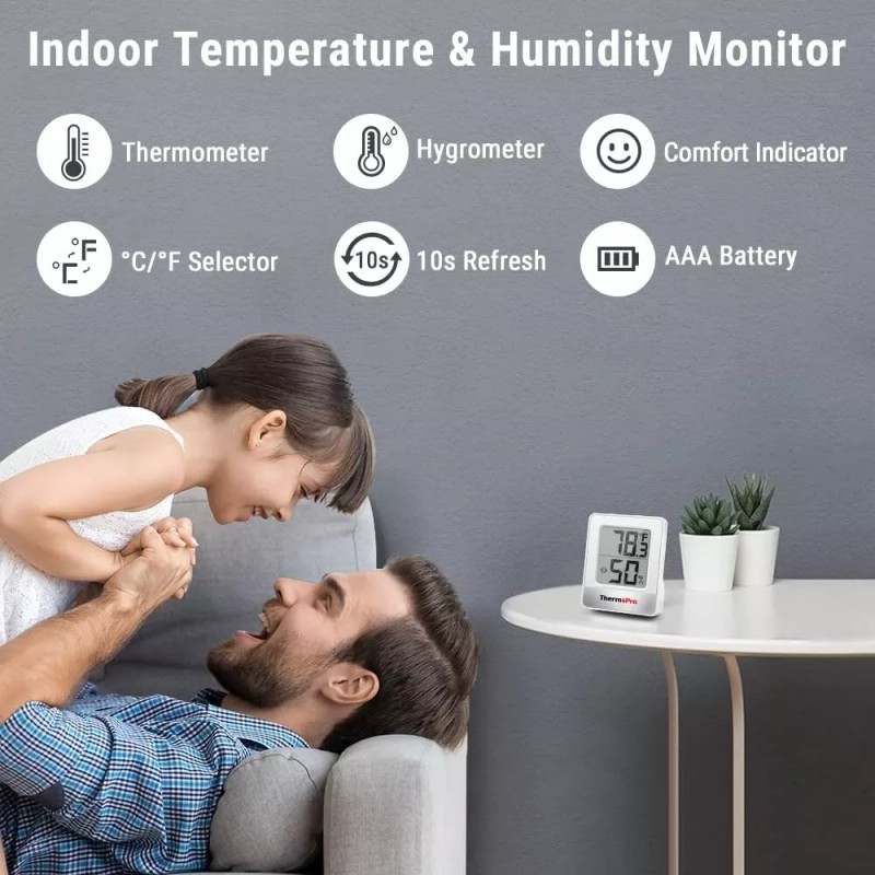 ThermoPro TP49 3 Pieces Digital Hygrometer Indoor Thermometer Humidity Meter
