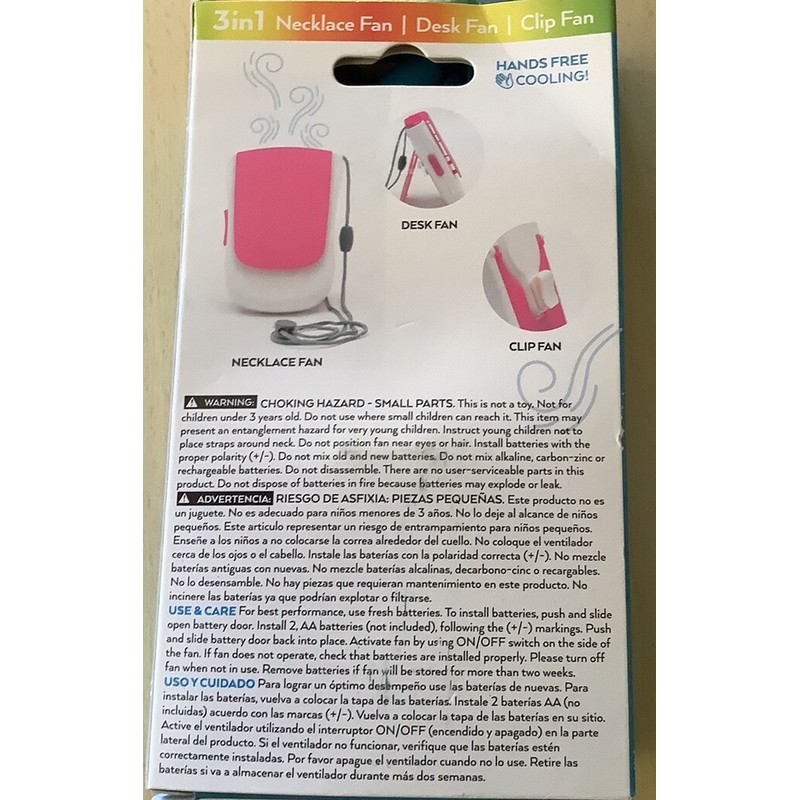 O2COOL Deluxe Necklace Fan | Battery Powered, Hands-Free Personal Cooling