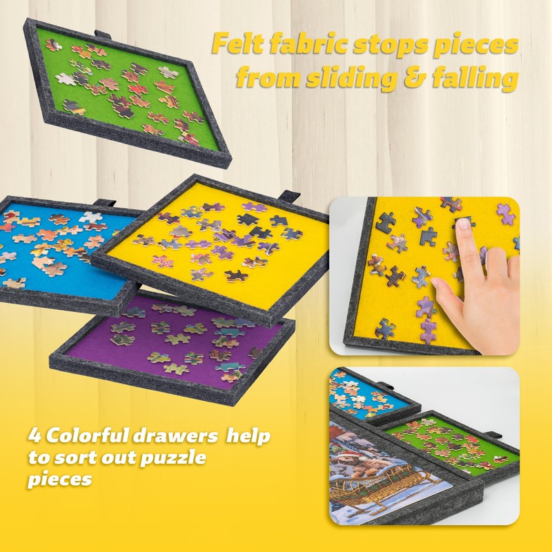Tektalk Jigsaw Puzzle Table with Integrated Adjustable Stand/Bracket, 3-Tilting-Angle Super