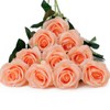 DuHouse 10pcs Fake Roses Artificial Silk Flowers Long Stems Bouquet for Arrangement Wedding Centerpiece Party Home Kitchen Decor(Peach Fuzz-a)