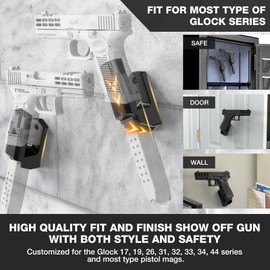 TFNUO 2-Pack Pistol Rack with Mag Holder for Glock17,19,26,31,32,33,34,44,45 Series | Low Profile Space-Saving Wall Display Storage | Organize Your Handgun Holder for Gun Room, Safe