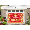 Graduation Backdrop Banner with Congratulations Design, Red and Gold, 72