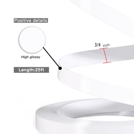 ZYJT PVC Edge Banding, 3/4" x 25ft Glossy White Non Glued Veneer Edging for Table Cabinet Furniture Trim