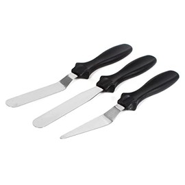 CHICIRIS espatulas reposteria, juego de 3 piezas acero inoxidable de calidad alimentaria Espátulas para Pasteles, Espátula para Crema, espátula para hornear, para tartas, postres (Negro)
