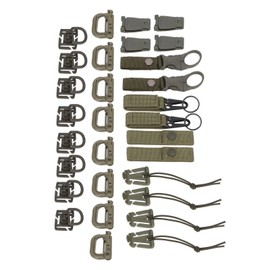 TOPINCN 30 Pcs Molle Bag Tactical Backpack Vest Belt, Molle Accessories Kit with Molle Pouches D Ring Grimloc Locking Gear Clip Elastic Strings Buckle (OD Green)
