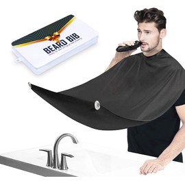 Beard Apron Catcher - Christmas Gifts for Man Beard Trimming Bib, Adjustable Hair Catcher with 2 Suction Cups Non-Stick Beard Catcher Grooming Cape