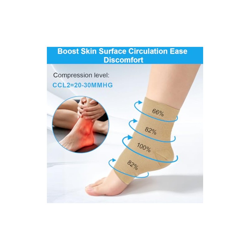 Beugo 1 Pair Ankle Support Compression Stockings, Skin Tone L