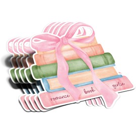 (5Pcs) Romance Book Girlie Matte Sticker Reading Lover Nerd Book Addict Bookish Decal Waterproof Vinyl Stickers Adult for Laptop Kindle Tumbler Water Bottle Mug Phone Notebook - Size 3”x2.7”