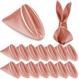 Homiest 16 Pack Rose Gold Satin Napkins 17x17 Inches Dinner Napkins Decor, Square Decorative Napkins Silky Elegant Wedding Napkins, Smooth Table Cloth Napkins for Restaurant Banquet Graduation Party