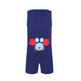 Landofgenie Mens Sleeveless Jumpsuit Romper One Piece Pajamas Cotton Bodysuit Onesie for Men - Crab XL Navy