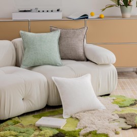 Home Brilliant Chenille Cushion Covers 45 x 45cm - Waffle Weave Sofa Pillow Case with Hidden Zipper, Ultra Soft Living Room Bedding Deocrations (Pack of 2), White