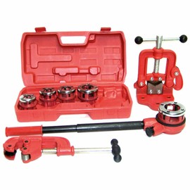 Pipe Threader Ratchet Type, 5 Dies Set: 3/8'', 1/2'', 3/4'', 1'', 1-1/4'' with Ratchet Type Handle (US Stock)