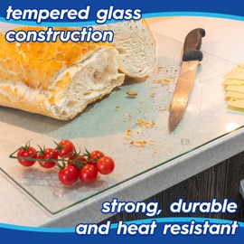 Harbour Housewares Round Glass Chopping Board - 30cm - Hague Blue - 1x Tempered Heat-Resistant Home Kitchen Worktop Saver Hob Cooker Stove Top Surface Protector Cover Cutting Boards