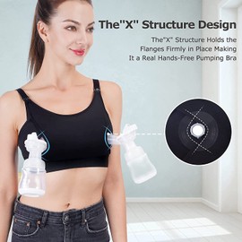 momcozy Pump Still-BH, Pump-BH zum Stillen, Verstellbarer Milchpumpen- und Schlaf-BH aus weichem Stretchmaterial. Kompatibel mit Allen Milchpumpen