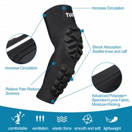 HAIYUE Knee Pads Compression Knee & leg Sleeve for Basketball Volleyball Football Baseball, Soccer Calf Pad Shin Guards, Wrestling Knee Protector Gear for Youth Men Women (1 Pair) Size XL