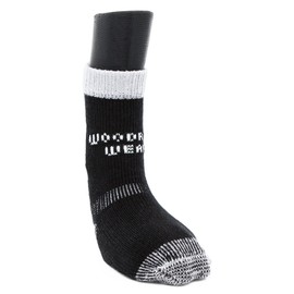 Woodrow Wear, Power Paws Greyhound Edition Reinforced Foot Dog Socks, Black Grey, S, Fits 15-40 pounds
