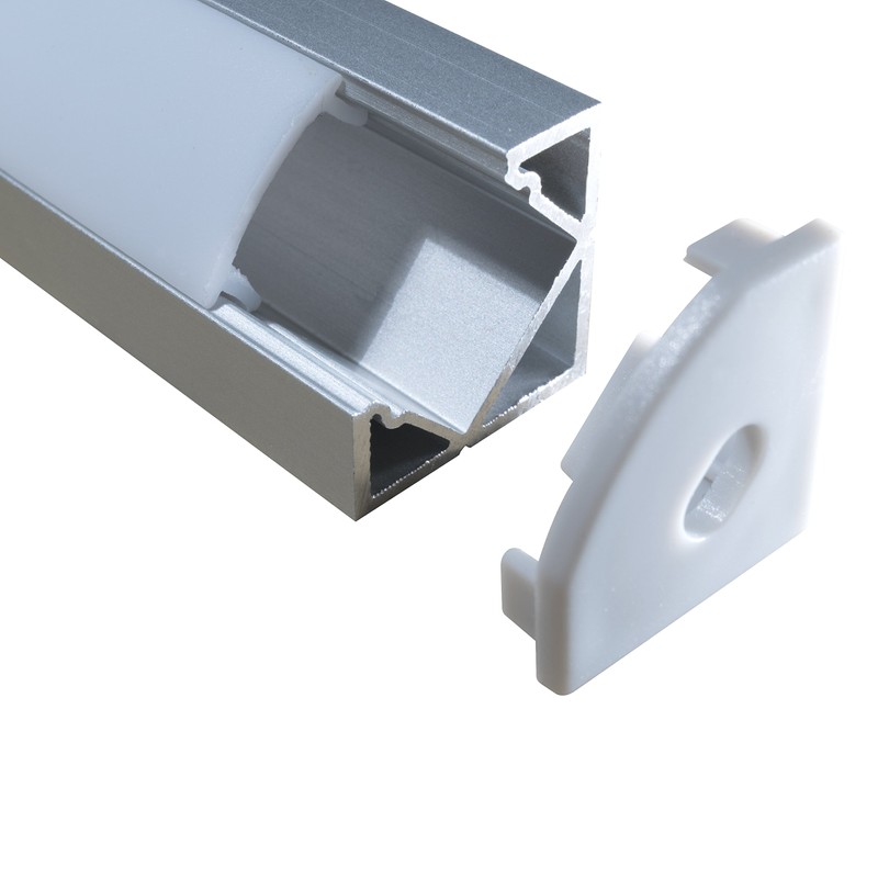 Alumino® LED Aluminium Profile Corner 45 with Cover Opal Semi