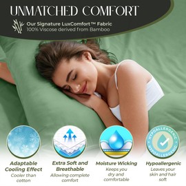 DECOLURE 100% Organic Viscose Derived from Bamboo Sheets Full Size 6pcs - Ultra Soft & Luxuriously Cooling, 17" Deep Pocket, Double Stitching, Perfect for Hot Sleepers - Full Bed Sheets (Sage Green)