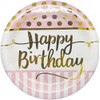 Pink Chic Happy Birthday Foil Dinner Plates