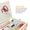 JYC CREATIVE Medium Wooden Sewing Box with Accessories, Fabric Lined