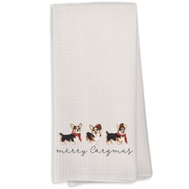 KTYHD Corgi Christmas Kitchen Towels, Corgi Christmas Dog Decor, Merry Corgimas Dog Dish Towels for Kitchen, Corgis Decorative Hand Towels for Bathroom Kitchen, Corgis Dogs Gifts for Women