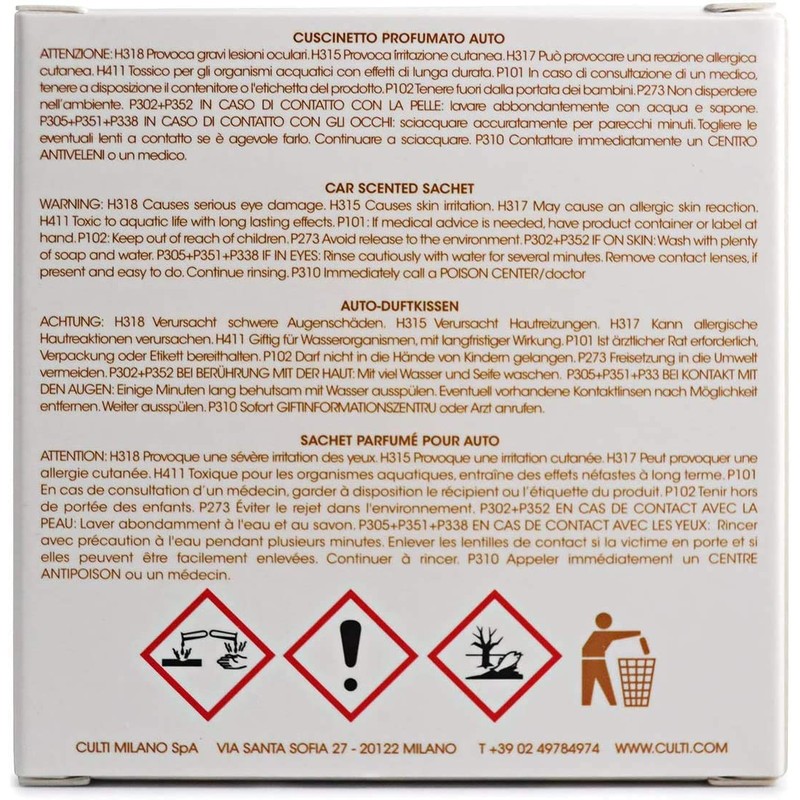 Culti Milano Italian Luxury Car Fragrance Diffuser with Vent Clip