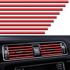 VICDUEKG Pack of 10 Car Air Vent Decoration, 20 cm Car Styling Trim DIY Ventilation Grille Interior Strips, Car Accessories Interior for Most Air Vents (Red)