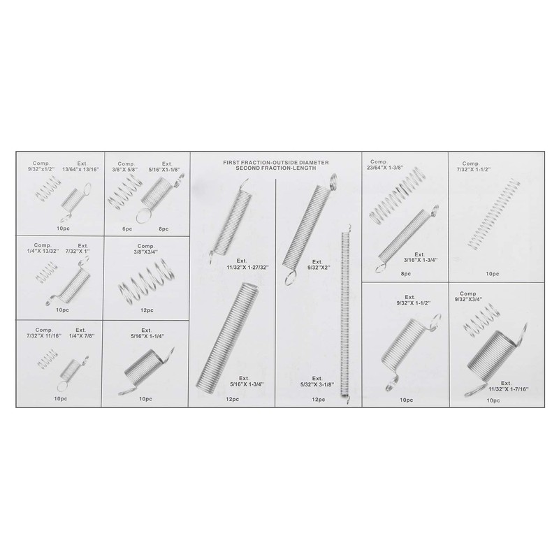 Rowiz 200Pcs Spring Assortment Set, Zinc Plated Extension and Compression