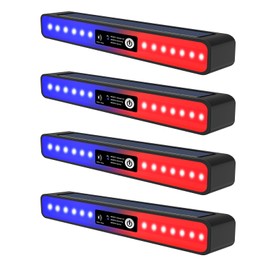Aolyty Solar Strobe Lights, Outdoor 3 Work Modes, Waterproof Wall Light & Warning Lights 4 Pack, White & Flashing Red/Blue for Garden, Patio and Yard