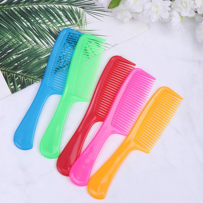 Minkissy 15pcs Plastic Hair Combs Colourful Detangling Unbreakable Long Handle