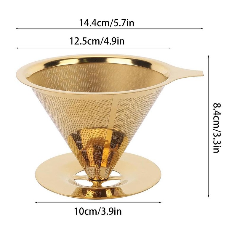 Nimomo Honeycombed Stainless Steel Coffee Filter, Gold Honeycombed Stainless Steel