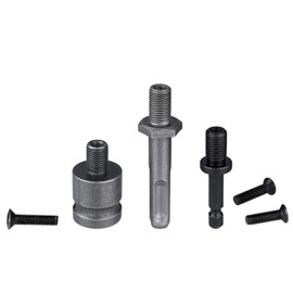 Mesee 3 Pieces Drill Chuck Adapter Connecting Rods 3/8-24UNF Thread Mount Chuck Converter Attachment Extensions Kit - 1/4" Quick Change Hex Shank + SDS Plus Shank + 1/2" Square Female Adaptor