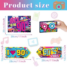 20 Pieces 90s Party Sign 90s Posters Funny 90s Photo Booth Props Arrow 90s Memorabilia Colorful 90s Party Decorations 90s Throwback Phrase Cutouts Wall Decor for 90s Themed Party Supplies, 10 Styles