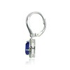 Sterling Silver Created Blue Sapphire Round Oxidized Rope Dangle Leverback