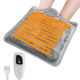 16''×16'' Electric Heated Foot Warmers for Women and Men, SOPPY Washable Heating Pad with 6 Heat Levels 4 Timers, Auto Shut-Off, Warmer Fast Heating Pad Cushion for Foot, Back and Full Body,Grey