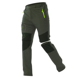 Zoerea Pantaloni Trekking Uomo Asciugare Rapidamente Traspiranti Convertibile Pantaloncini Primavera Estate Sottile All'aperto Alpinismo Escursionismo Calzoni (L, Verde)