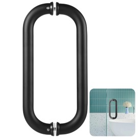Framless Glass Shower Door Handle, C-Shaped Back-to-Back Pull Handle, Matte Black Stainless Steel Sliding Door Handle, 10.8" Mounting Hole Distance, Door Pull Hardware