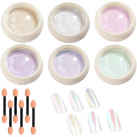 Polvo de uñas cromado efecto espejo Aurora de 6 colores con acabado metálico