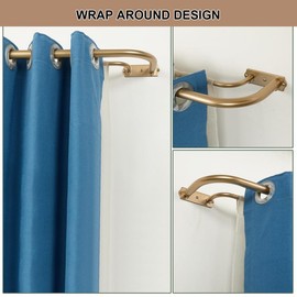 Antique Gold Double Curtain Rods for Window, Double Curtain Rods 84-120 Inches, Wrap Around Design, Room Darkening Double Curtain Rods, Adjustable 1-Inch Front and 5/8 Inch Back Double Drapery Rods