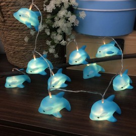 Riaxuebiy 1.65M 10er LED Delfin Lichterkette mit Ozean Tier Delfin Kinderzimmer Batteriebetrieb Lichterkette Delfin Nachtlicht (Klein Delphin)