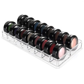 Luxspire Acrylic Eyeshadow Organizer, Makeup Drawer Organizer 16 Slots Cosmetic Makeup Organizer for Pots, Eyeshadows, Mini Highlighter Blush Display Storage Case Beauty Care Holder Container - Clear