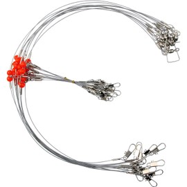 Fishing Leaders,12/24pcs Fish Line Stainless Steel Wire with Swivels Snap Connect Saltwater Surf Fishing Gear and Equipment Tackle Kit for Lures Bait Rig Or Hooks (1 Arm - 12 Pack)