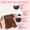 SEGO Invisible Wire Hair Extensions, Real Human Hair Adjustable Wire
