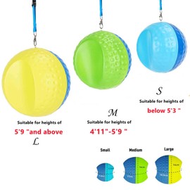 Golf Swing Training Aid Ball Between Arms ，Optimize Impact Accuracy & Swing Consistency, Fix Slicing, Scooping & Chicken Wing ，Soft Memory Foam Trainer with Adjustable Lanyard (Medium（4'11"-5'9 "）)