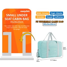for Easyjet Airlines Cabin Bag 45x36x20 Underseat Foldable Travel Duffel Bag Holdall Tote Carry on Luggage Overnight for Women and Men 25L (Thick Series Mint Green (with Shoulder Strap))